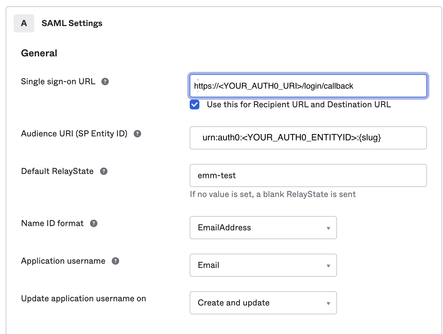 Okta configuration with new URL